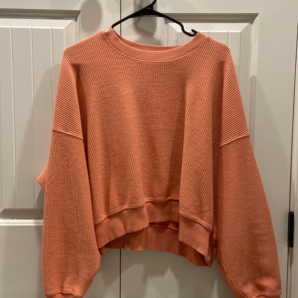Cropped corded coral Aerie Sweatshirt
